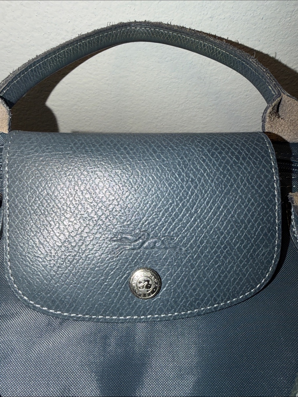 Longchamp Blue Embroidered Patches Nylon and Leather Le Pliage Tote - Picture 8 of 14